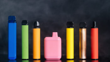 A set of colorful disposable electronic vaping pens