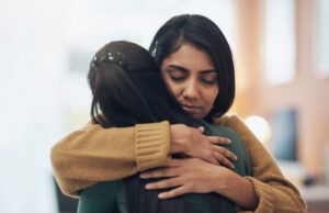 mother supporting daughter while she recovers from an addiction.