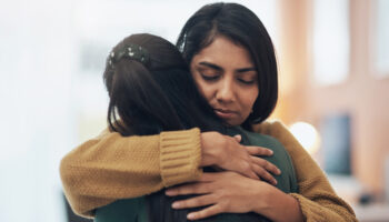 mother supporting daughter while she recovers from an addiction.