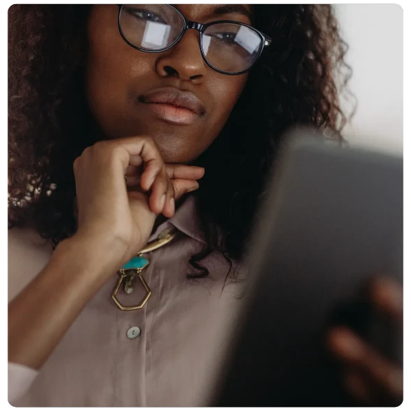 Woman using device